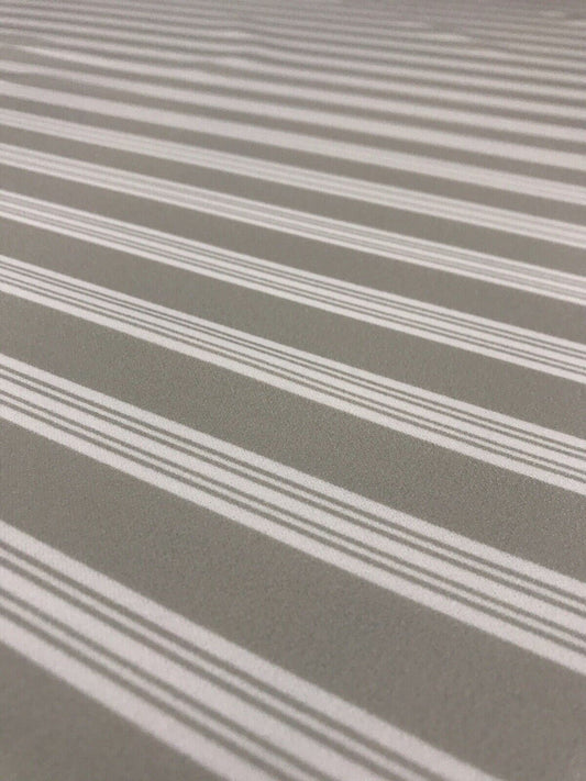 Stone & Ivory Stripe Printed Scuba Crepe Jersey Fabric 4 Way Stretch
