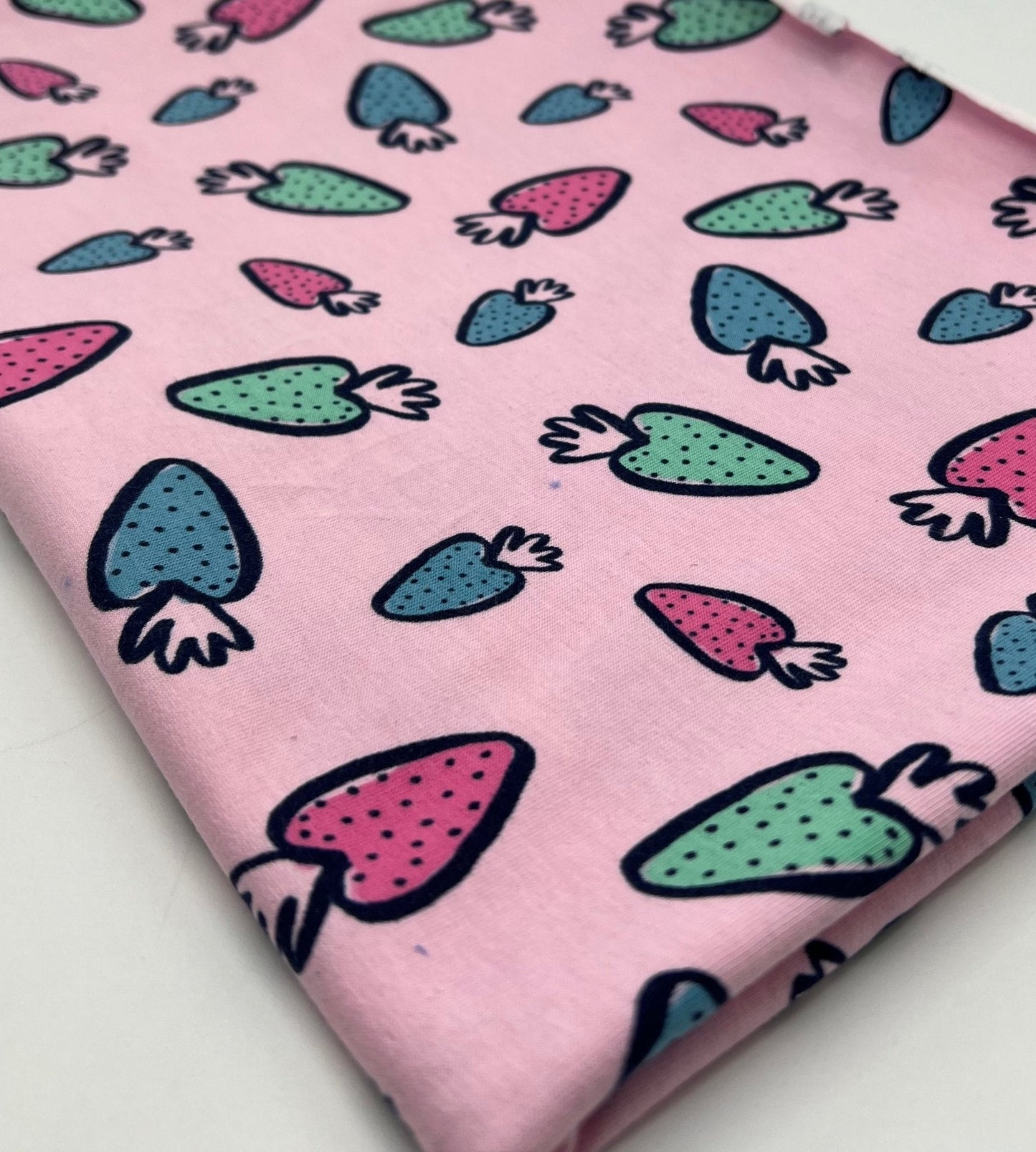 Strawberry Doodle Sweatshirting Cotton Lycra 2 Way Stretch