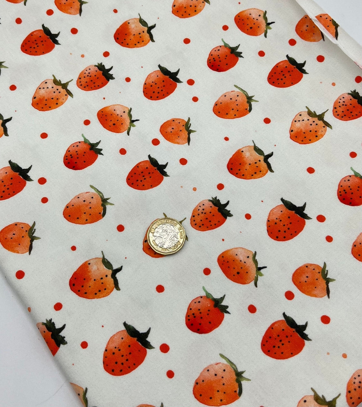 Strawberry's Print Cotton Stretch Jersey 200 GSM 95/5 Lycra 4 Way Stretch