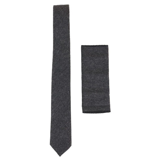 Stz23 - Men's Tie Hankie Tweed Grey Classic Gatsby Peaky Blinders