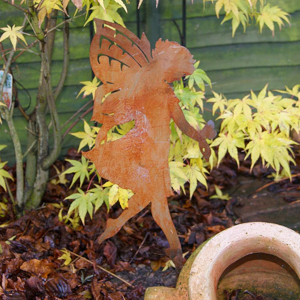 PoppyForge Tiptoe Fairy ornament - Bare Metal Ready to Rust