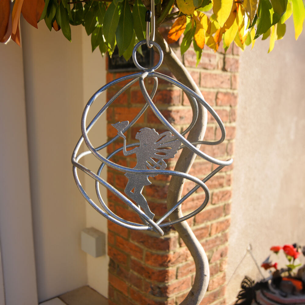 PoppyForge Fairy Catcher With Standing Fairy - Metallic Silver coating