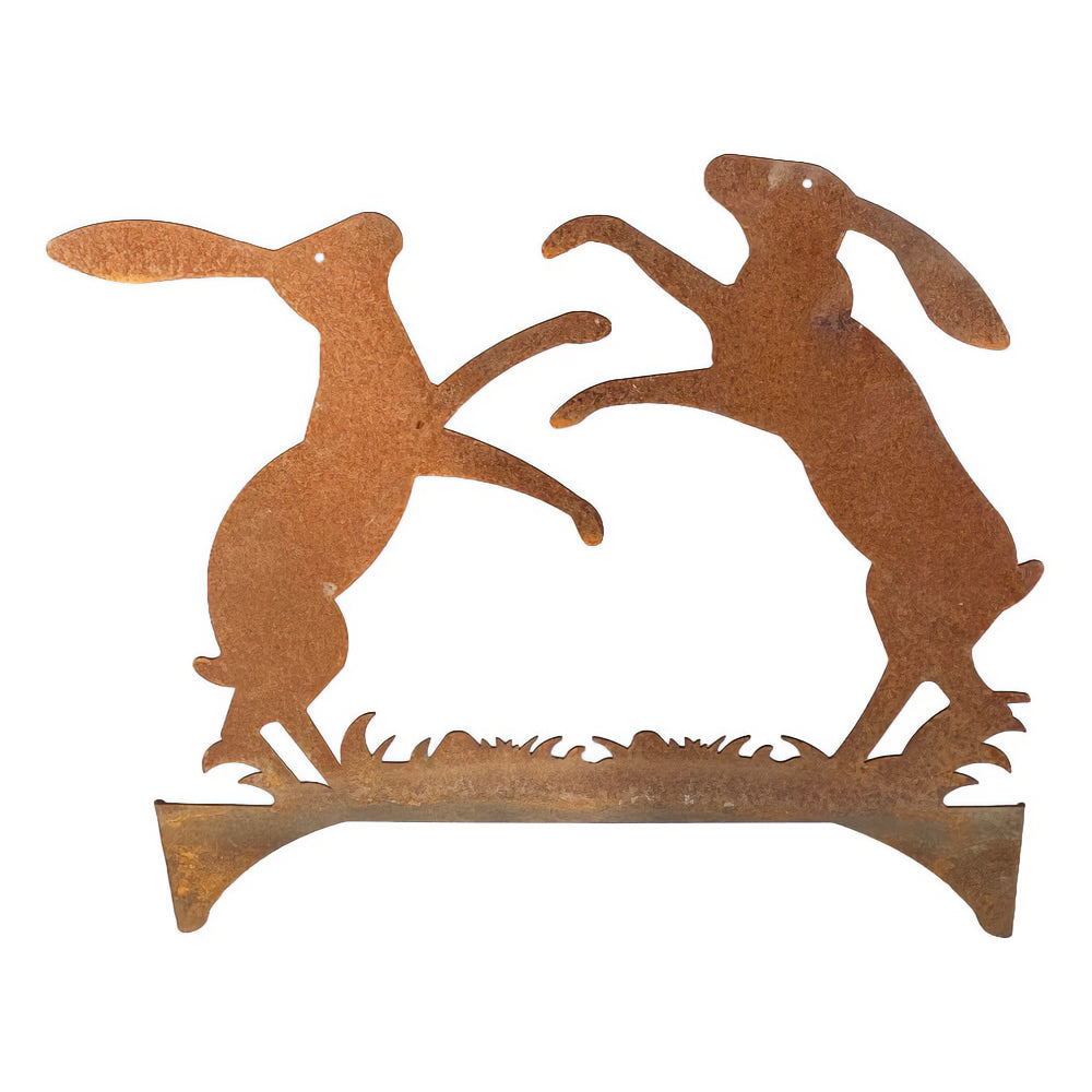 PoppyForge Large Boxing Hares On Grass
