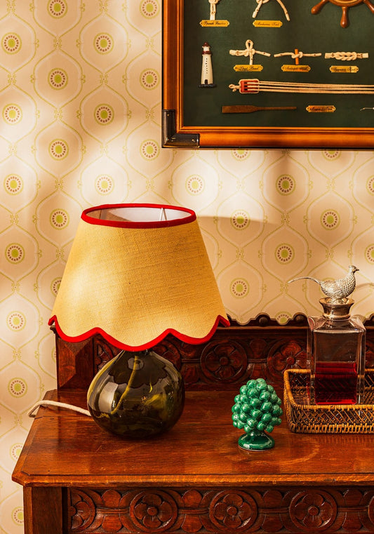 Sweet Red Trim Scalloped Lampshade