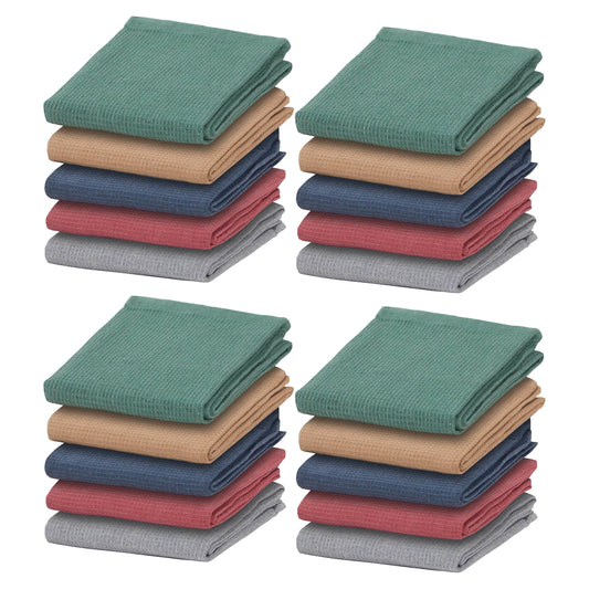 20 Pack Tea Towel Waffle Kitchen Tea Towels Cotton Absorbent Long Lasting Catering Bar Dish Towel Assorted by OLIVIA ROCCO