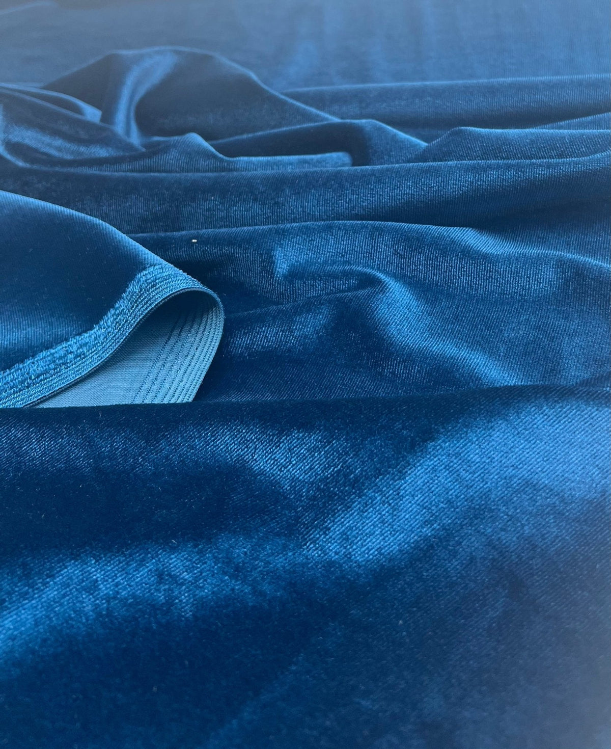 Teal Plain Velour Spandex Stretch Fabric