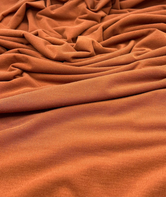 Terracotta Rust Lightweight Melange Knit Stretch Fabric