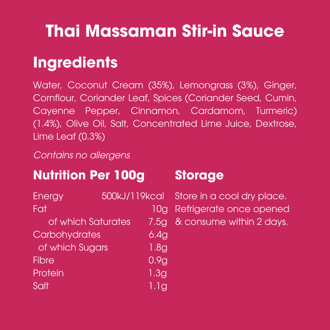 Thai Massaman Stir-in Sauce 260g – Low FODMAP, Gluten Free & Vegan