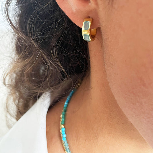 Cora Chunky Huggie Hoops Labradorite