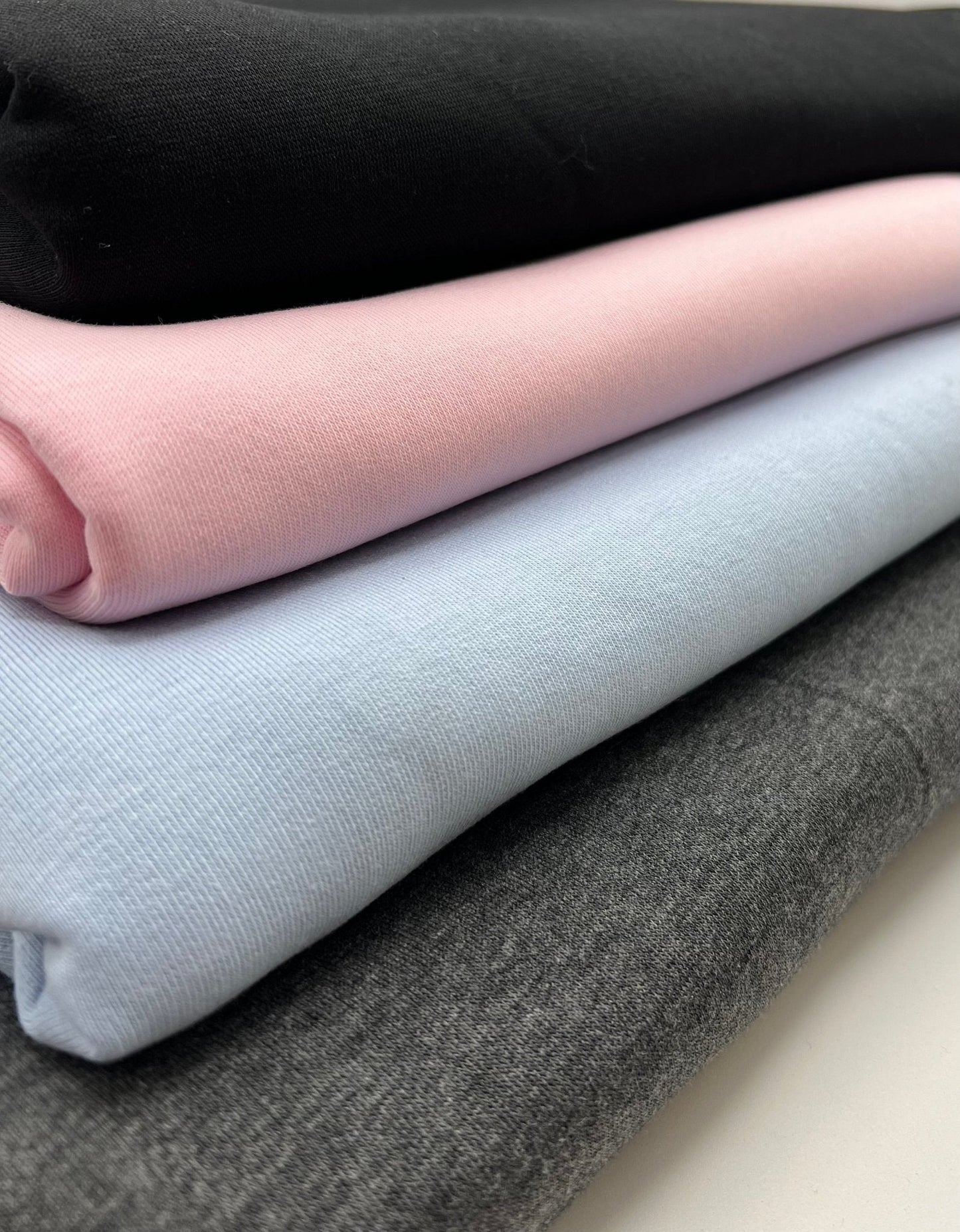 Baby Pink Thick Cotton Mix Sweatshirt Fabric 250 GSM 2 Way Stretch