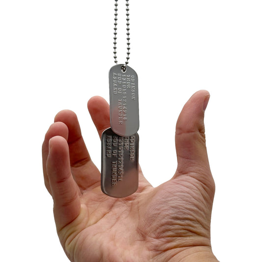 'THOR' Dog Tags - Costume Cosplay Prop Replica Military - Stainless Steel Chains Included