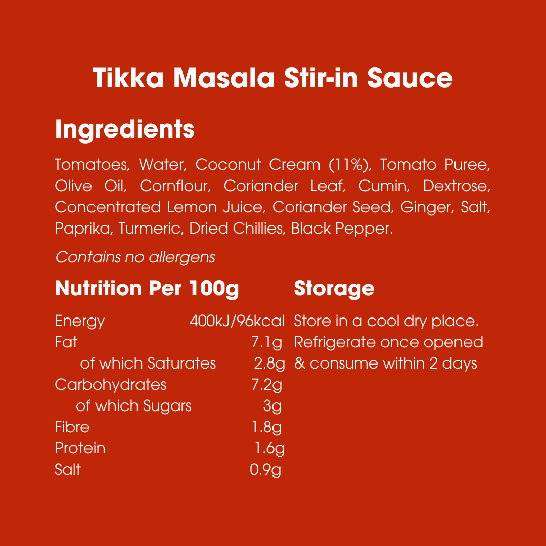 Tikka Masala Stir-in Sauce 260g – Low FODMAP, Gluten Free & Vegan
