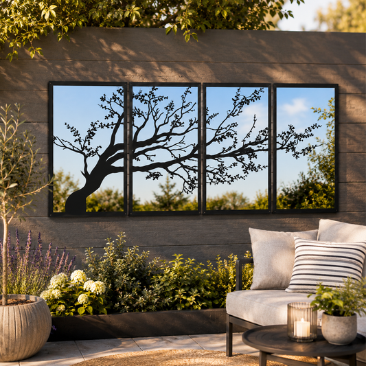 SunCatcher Garden Mirror Set of Four Panels Tree