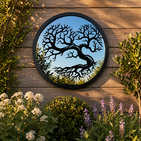SunCatcher Garden Mirror Round Heart Shaped Tree Range of Sizes