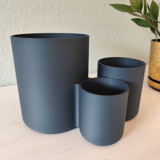 Modern Kitchen Utensil Holder - Triple Cup Organiser for Spatulas, Whisks & Cutlery