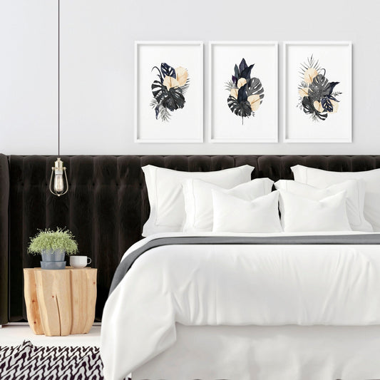 Wall pictures for bedroom | set of 3 framed wall art prints