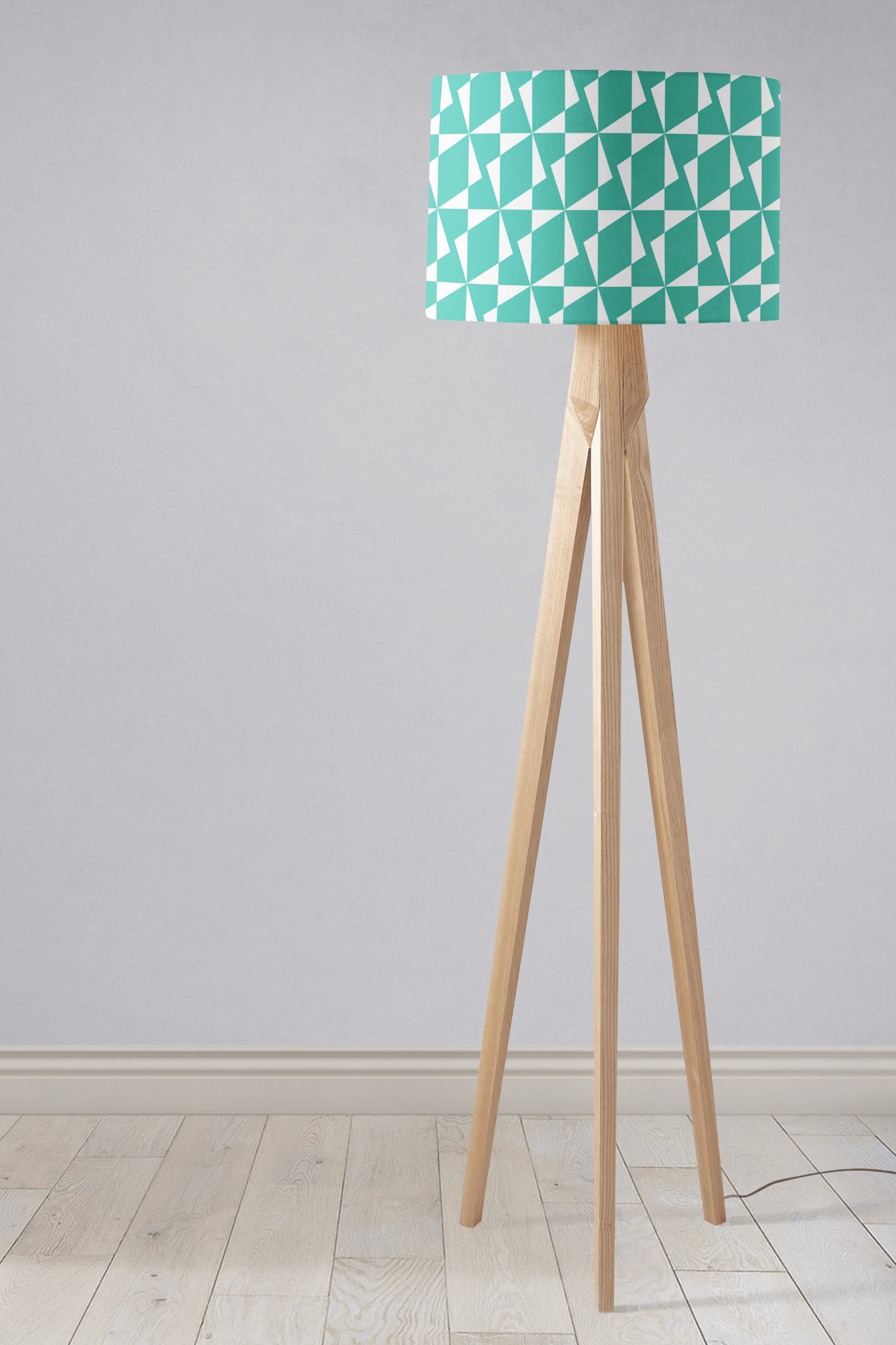Turquoise and White Retro Geometric Lampshade, Ceiling or Table Lamp Shade