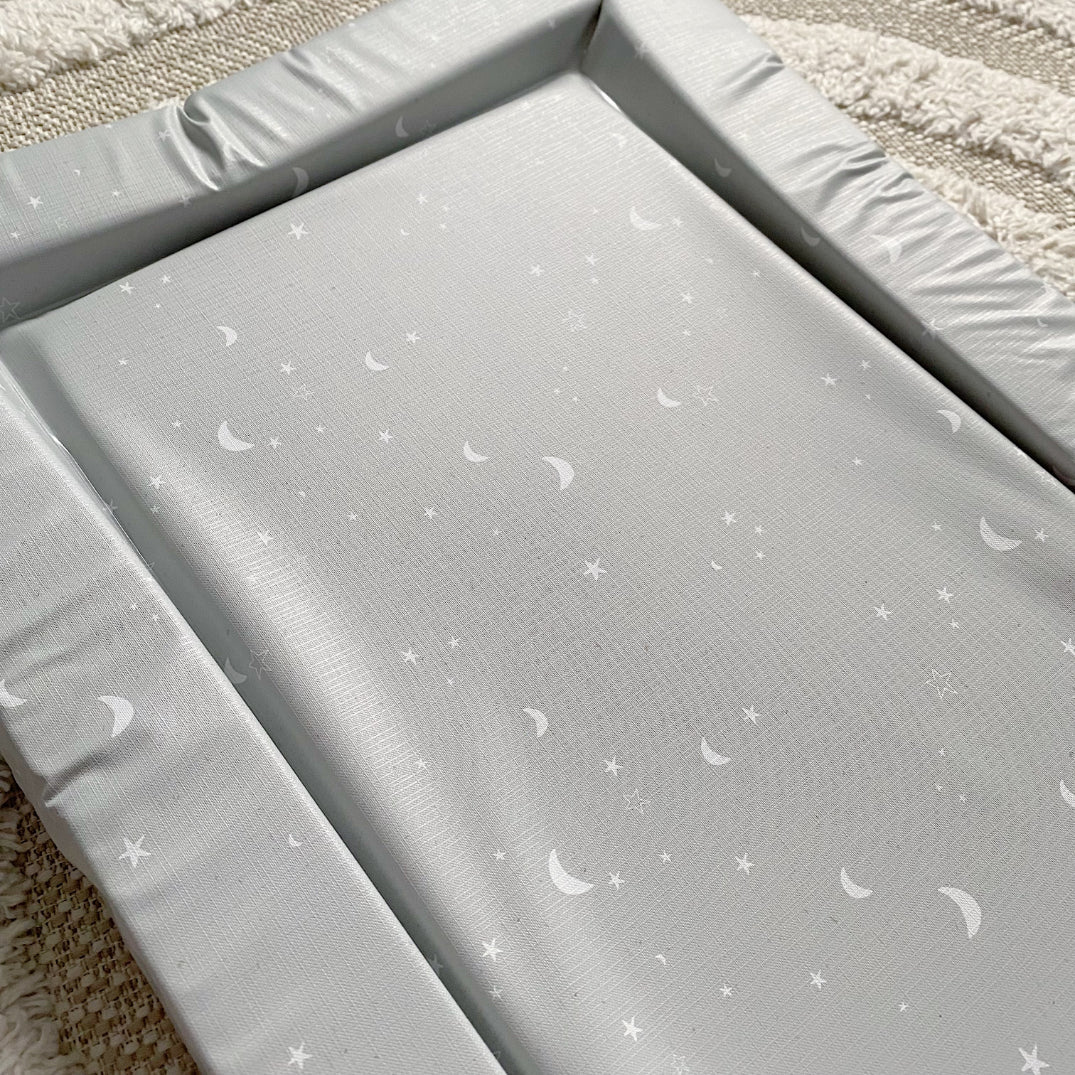 Standard Changing Mat - Grey-green moon and stars Print