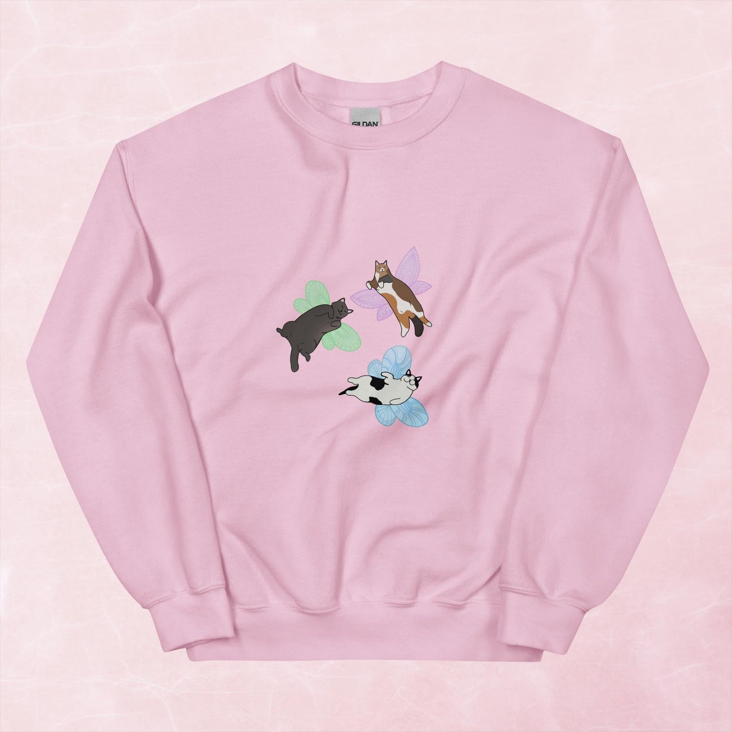 Cool quirky flying fairy cat unisex graphic sweatshirt