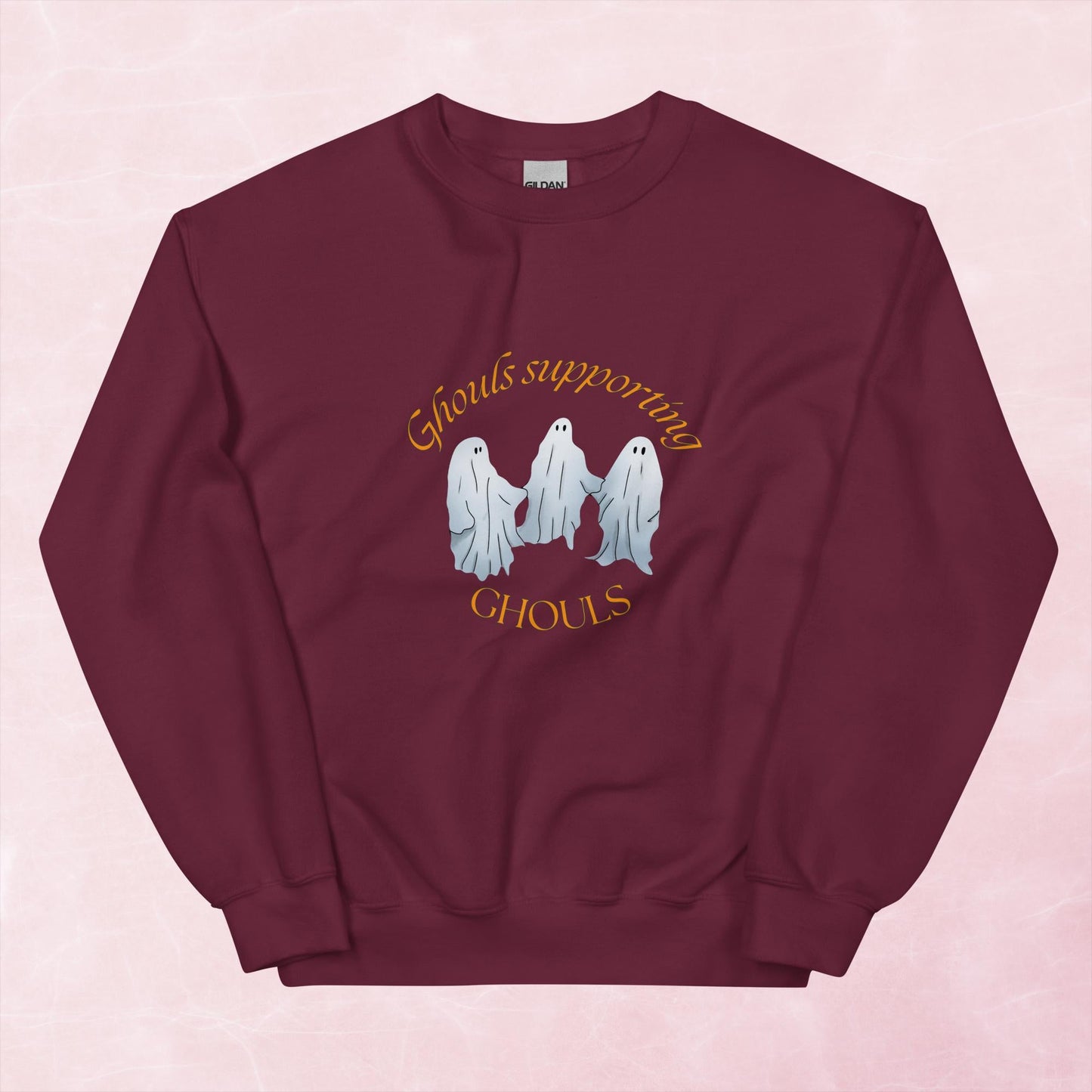 Cool quirky ghouls supporting ghouls ghost hand illustrated graphic unisex sweatshirt