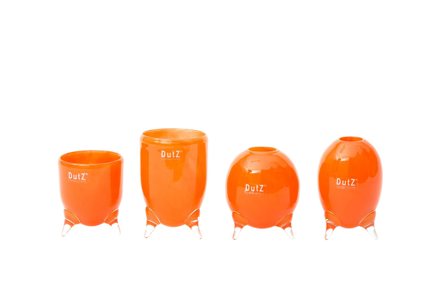 EVITA Mouthblown Glass Vases with Feet - Set of 4pcs - in Multiple Colours