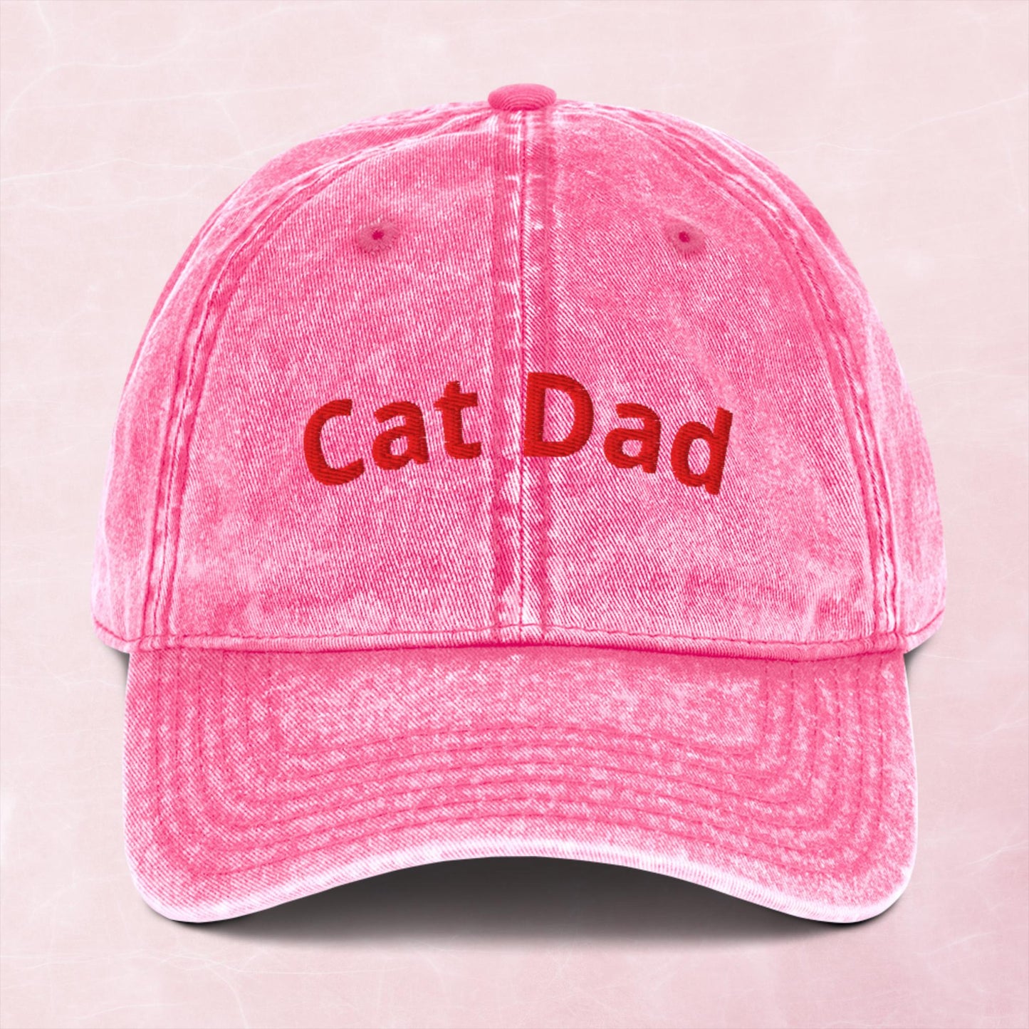 Cool quirky cat dad embroidered word Vintage effect Cotton Twill Cap