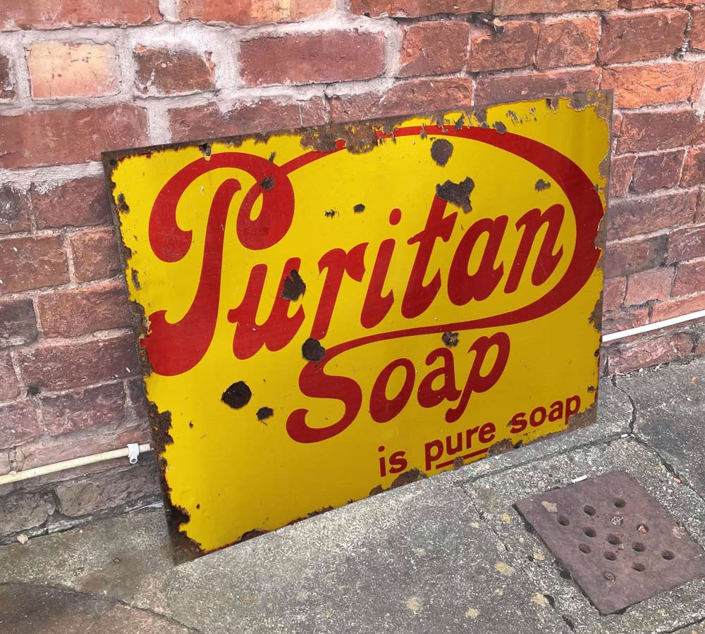 Vintage Distressed Effect Puritan Soap Advertising Sign