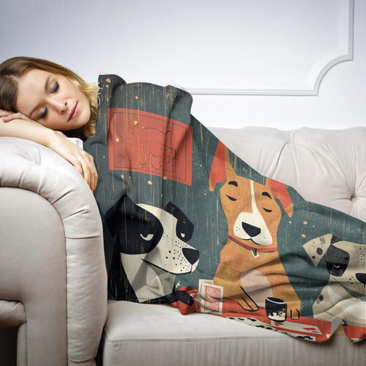 Canine Card Players Blanket
