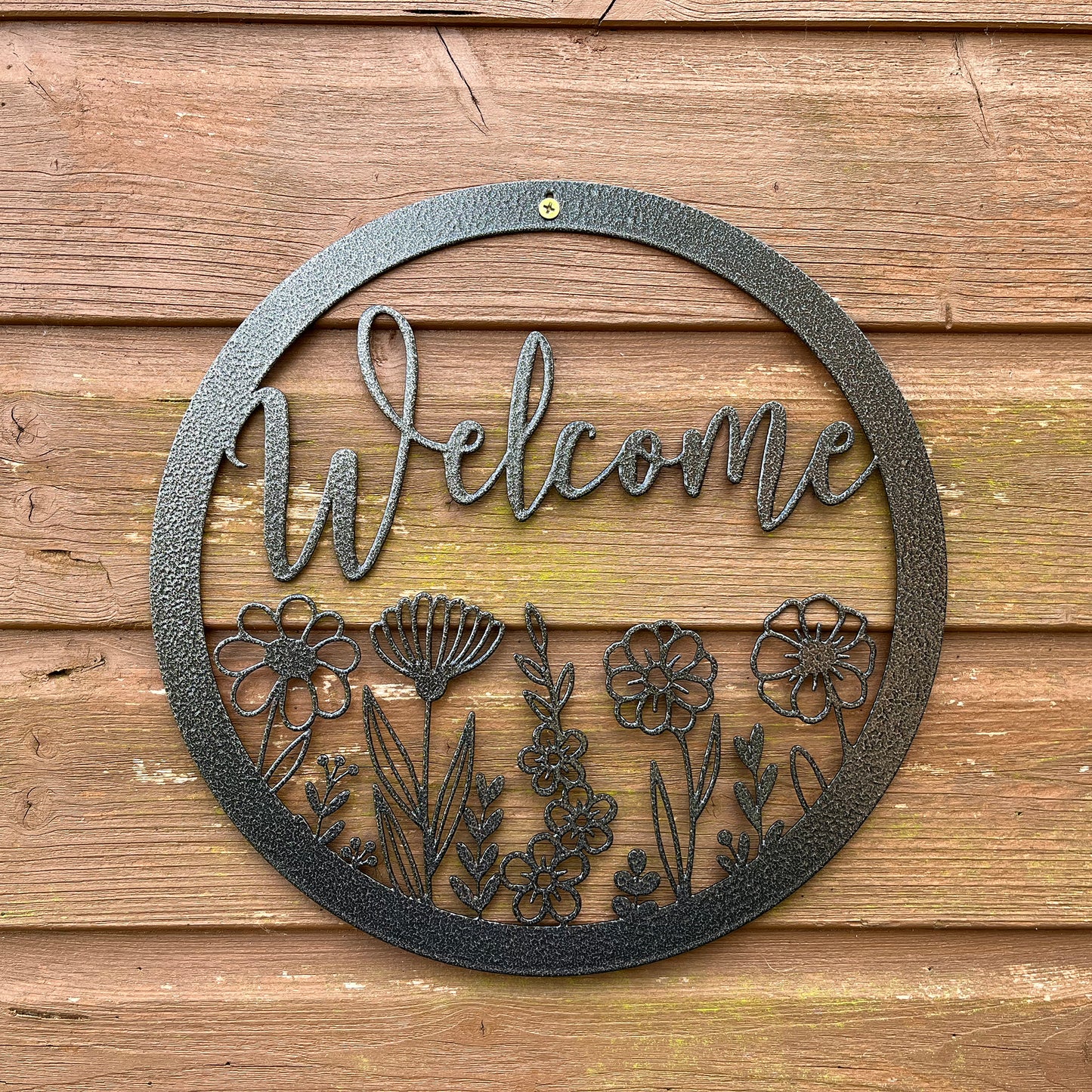 PoppyForge Wildflower Round Welcome Wall Art - black coating