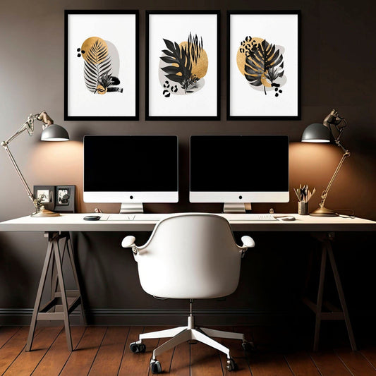 Wall art for a home office | set of 3 Tropical wall art prints