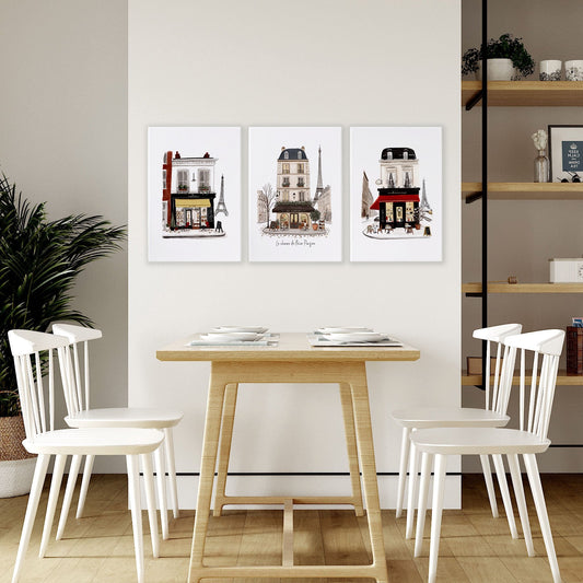 Wall Art Unique Paris Street Scene Prints | "Le Charme de l'Hiver Parisien" | Set of 3