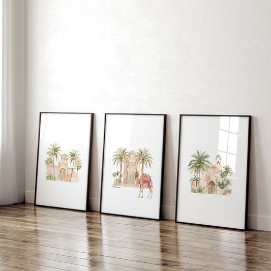 Wall Canvas Living Room | Set of 3 Moroccan Inspired Wall art Prints