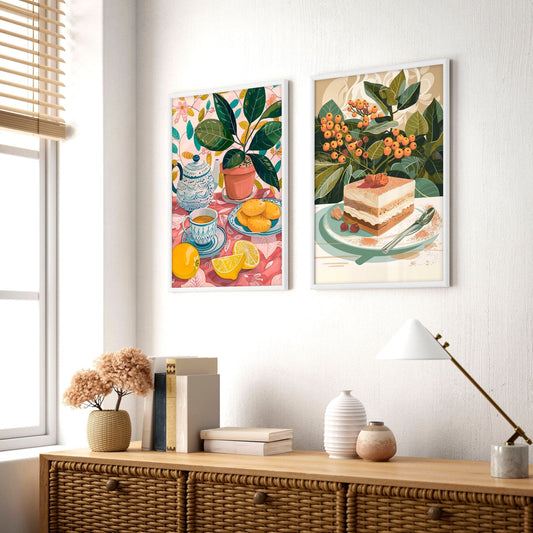 Wall Decor Ideas For Hallway | Set of 2 Italian Lifestyle Wall art Prints