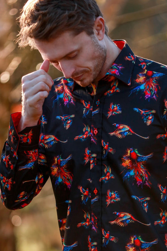 Watercolor Pheasant Print Shirt