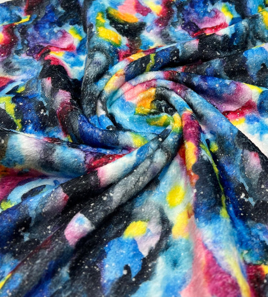Watercolour Rainbow Galaxy Cuddle Fleece Fabric Blanket Loungewear
