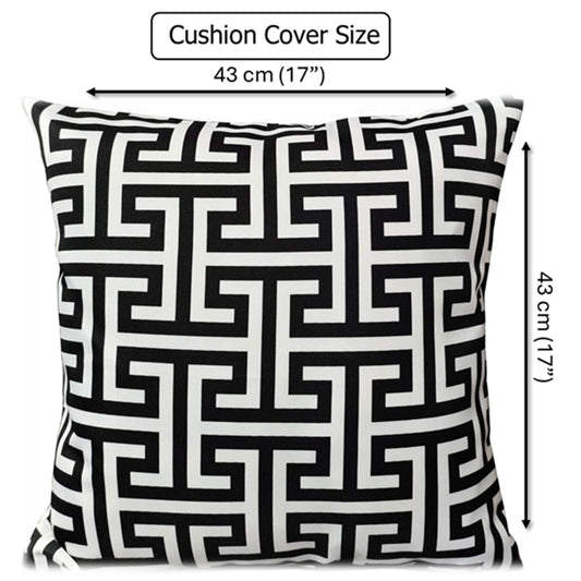 OLIVIA ROCCO Milano Black Waterproof Cushion Covers 43x43 cm Reversible Breathable Indoor Outdoor Use Decorative Patio Garden Sofa Bed Chair