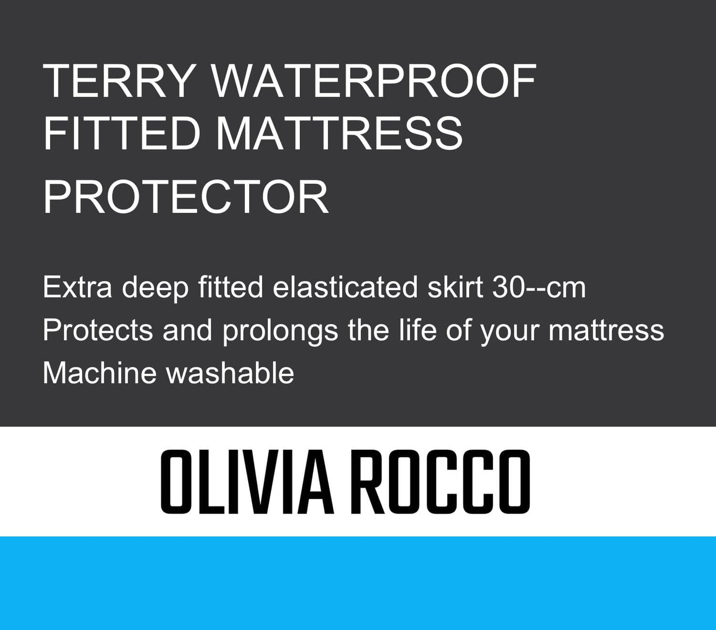Waterproof Terry Towel Mattress Protector with Deep Skirt Highly Absorbent Noise-Free Comfort Full Bed Size Range OEKO-TEX Certified by OLIVIA ROCCO