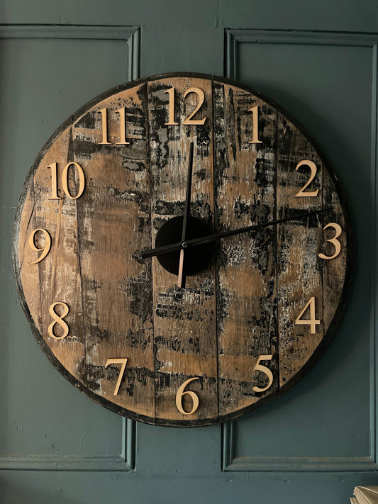 Whiskey Barrel Clock Painted Made to Order