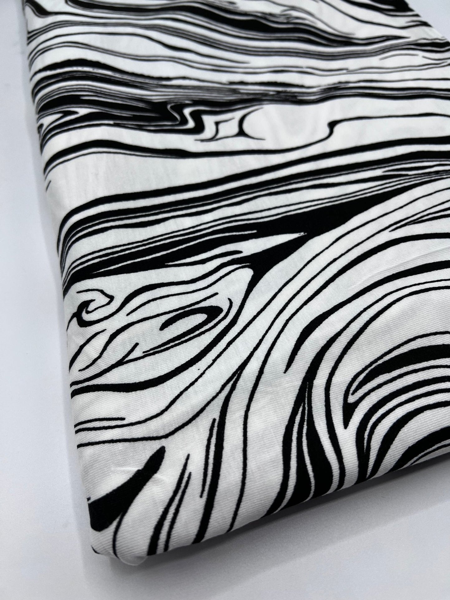 White Black Paint Print Viscose Elastane Fabric