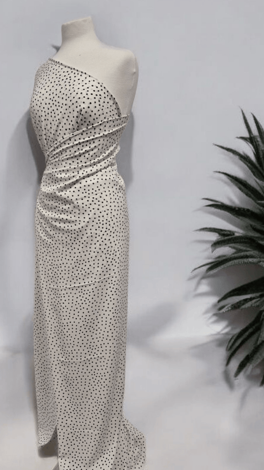 White Black Spot Lightweight Non Stretch Woven Fabric