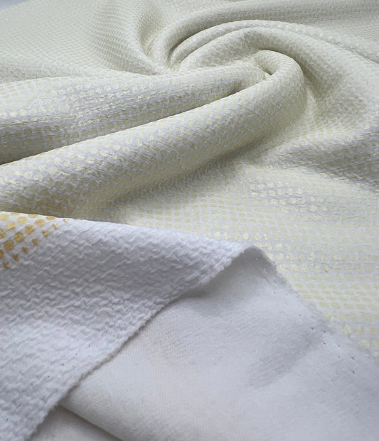 White Gold Shiny Square Liverpool Bullet Stretch Fabric