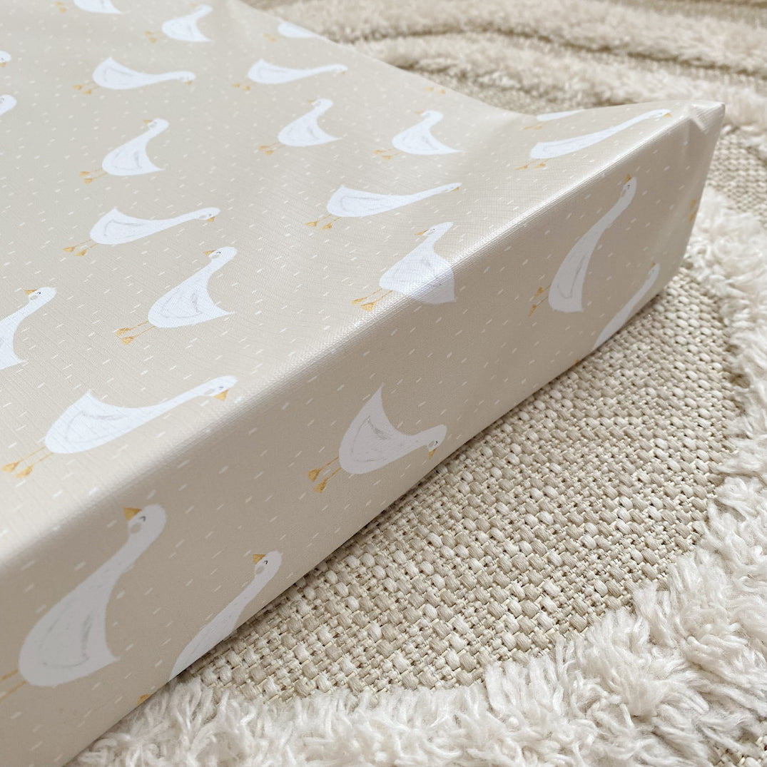 Anti-Roll Wedge Baby Changing Mat - Splash Goose print