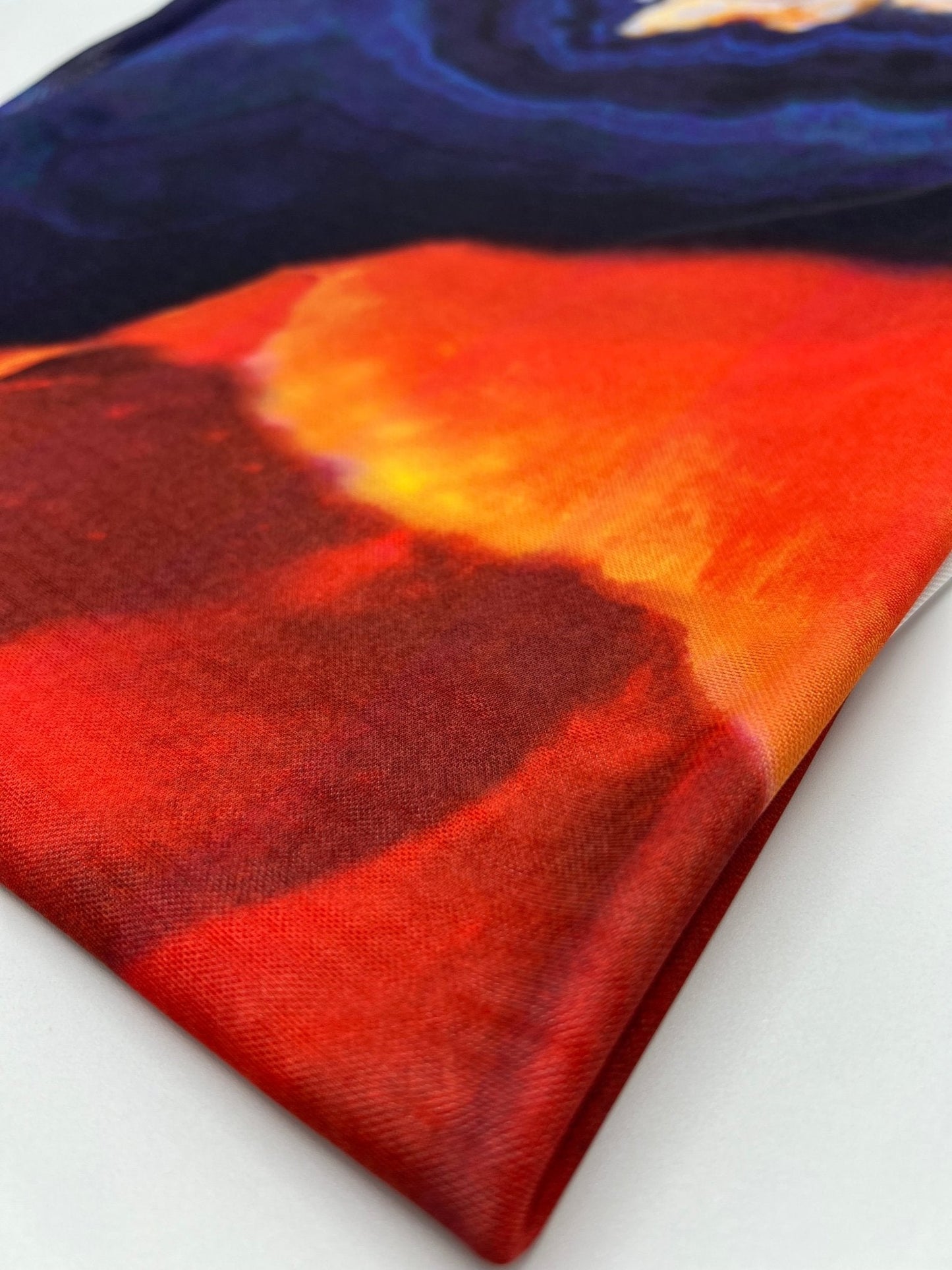 White Navy Red Print Mesh Fabric Stretch