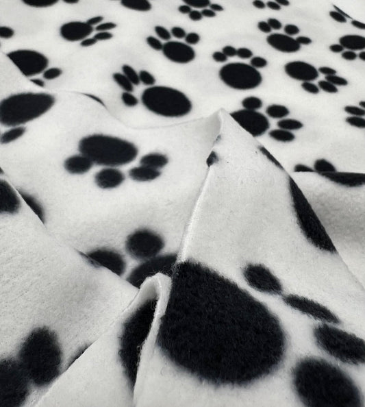White Paws Printed Anti-Pil Polar Fleece Fabric Blanket Loungewear