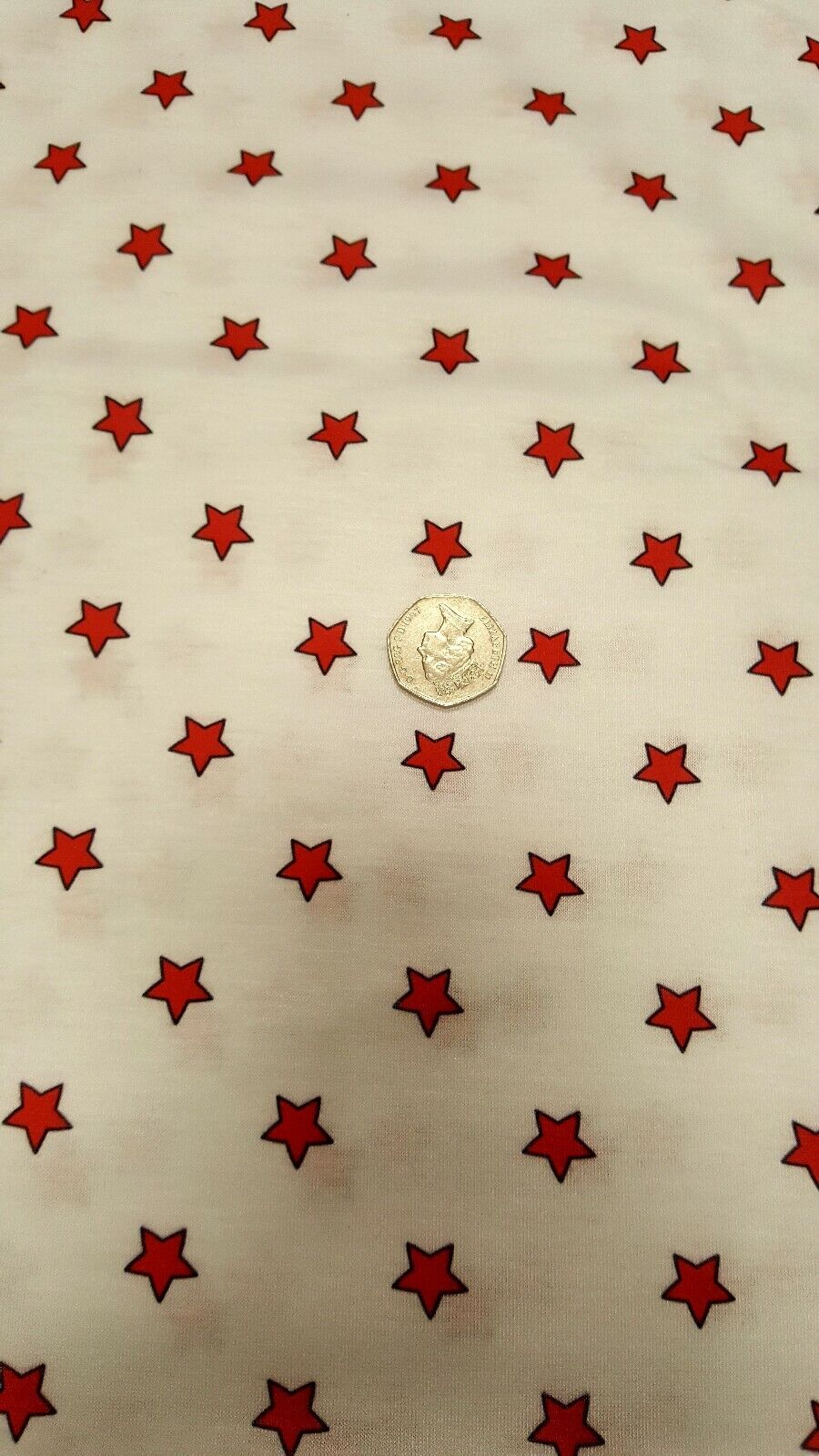 White Red Star Print Spun Poly Stretch Fabric