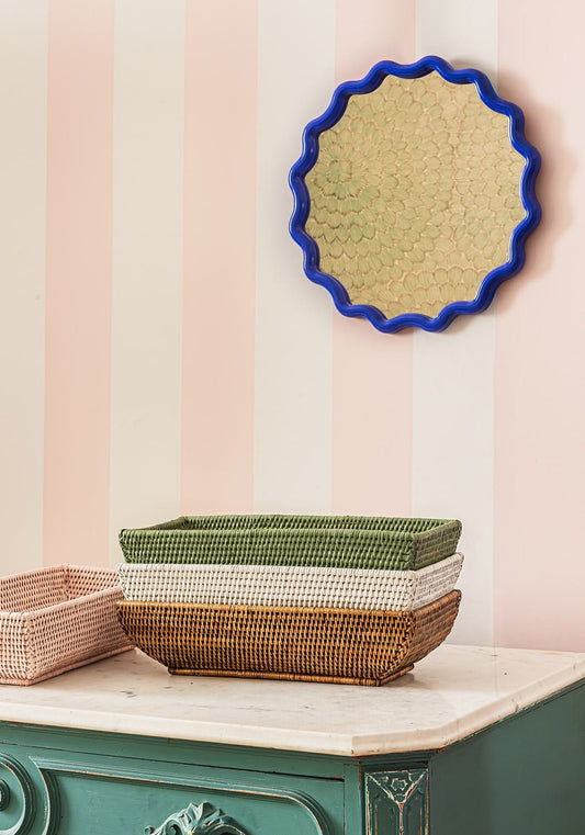 Wiltshire Long Rattan Basket in Pink