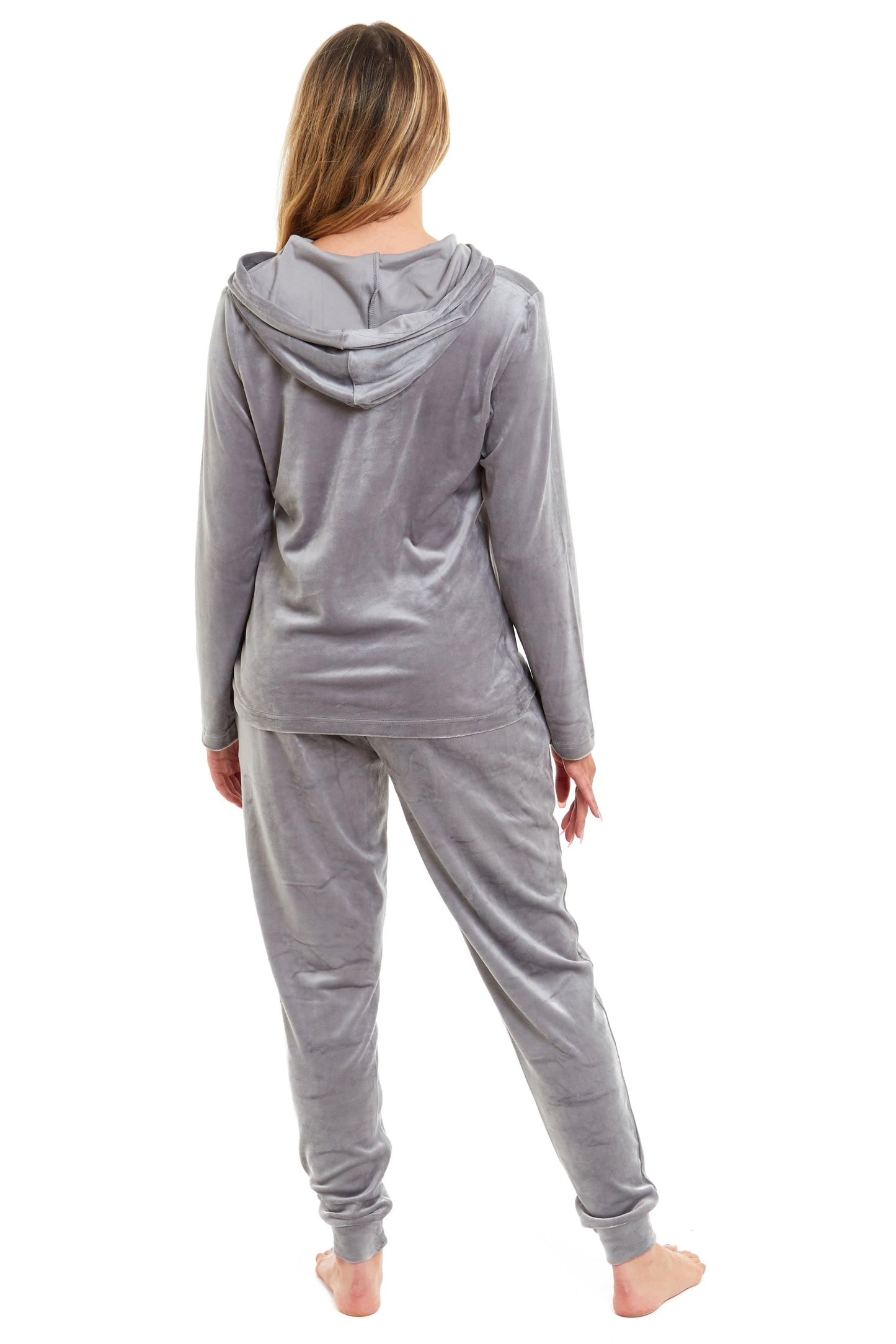 OLIVIA ROCCO Women's Velour Soft Touch Hooded Pyjama Set for Lounging and Sleep - Warm, Stretchable Nightwear Sizes 8-22
