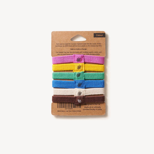Plastic Free Hair Ties - 6 Pack - Multi Colour