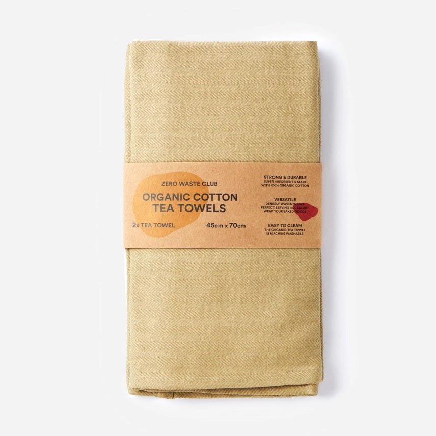 Zero Waste Club Organic Cotton Herringbone Weave Tea Towels – Pack of 2