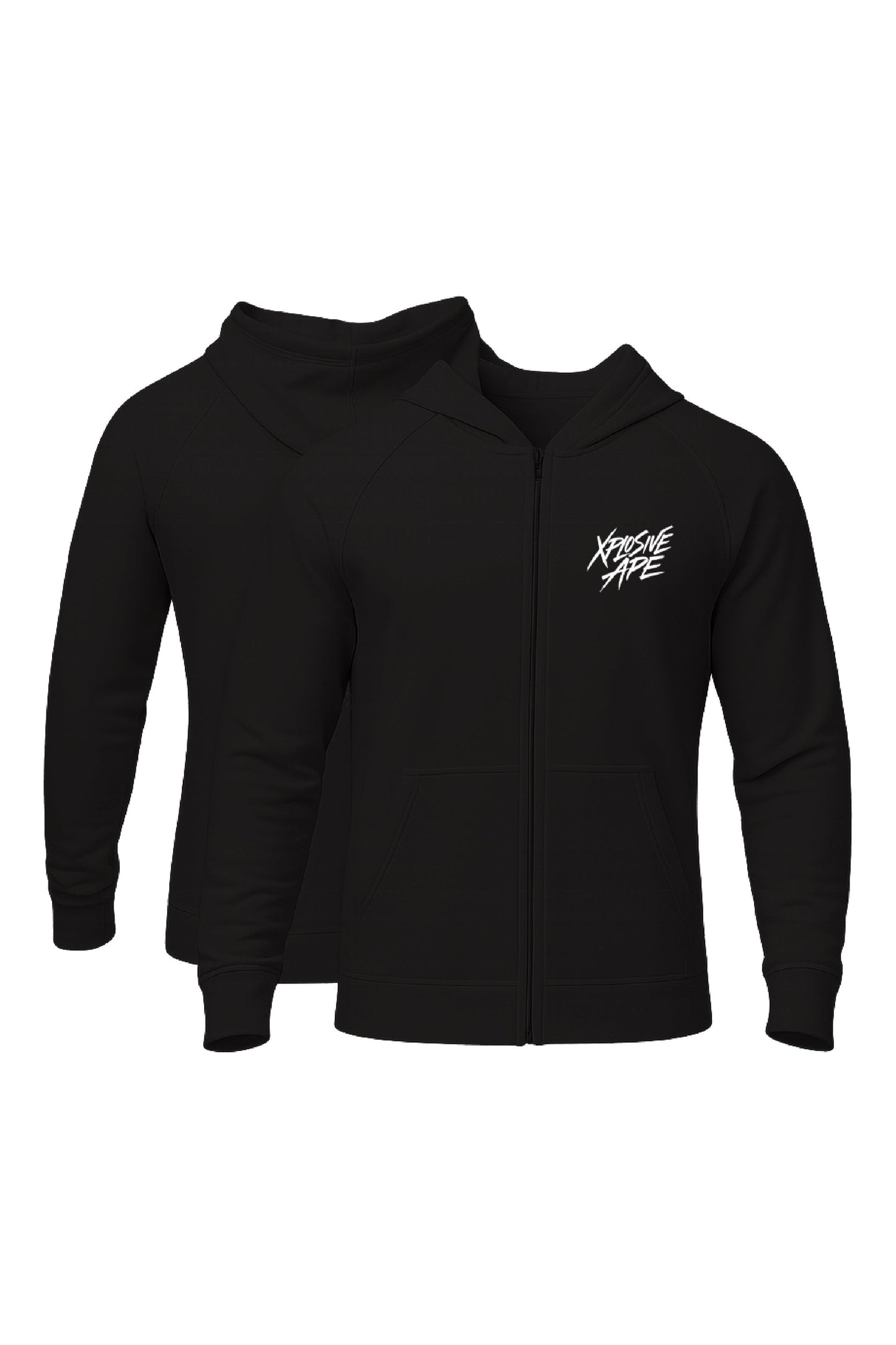 XAPE Classic Brush Script Oversized Zip Hoodie - Black
